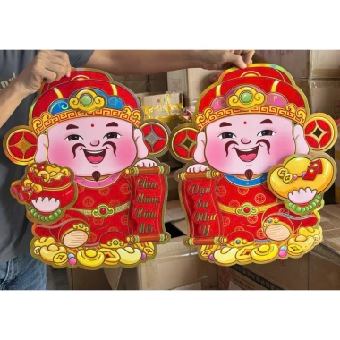 Combo 2 Hình Ông Thần Tài Dán Cửa 20-30cm Decal Trang Trí Tết Năm Mới 35.000₫