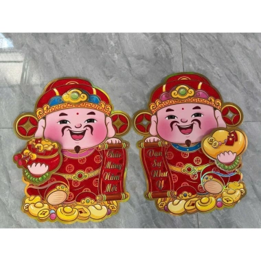 Combo 2 Hình Ông Thần Tài Dán Cửa 20-30cm Decal Trang Trí Tết Năm Mới 35.000₫