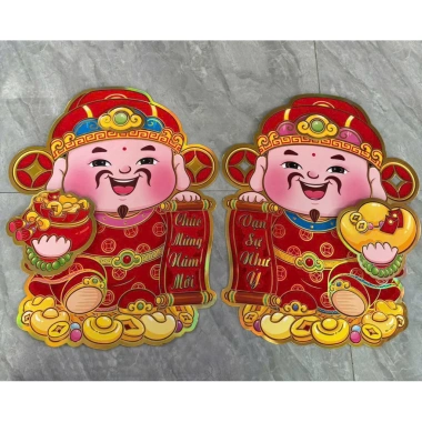 Combo 2 Hình Ông Thần Tài Dán Cửa 20-30cm Decal Trang Trí Tết Năm Mới 35.000₫