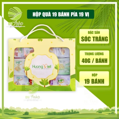 Combo 2 hộp bánh pía Tân Huê Viên 19 vị - Hộp quà hoa may mắn kim sa mini, giảm giá 445.000₫