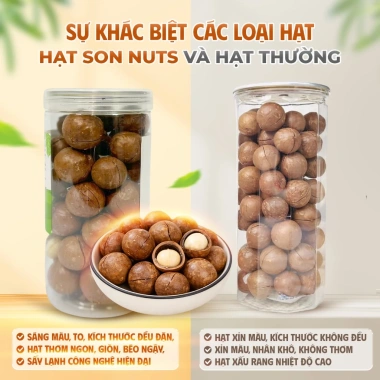 Combo 2 hộp hạt macadamia nứt vỏ Son Nuts 500g Đăk Lăk - Size to, giàu Omega 3, hỗ trợ giảm cân, giá ưu đãi 408.000₫