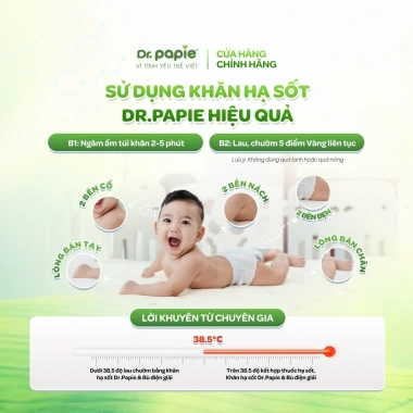 Combo 2 hộp Khăn hạ sốt Dr.Papie 0+ - 25 khăn/hộp, hạ sốt vật lý, ngăn ngừa co giật cho bé sơ sinh - 299.000₫ 4 Combo 2 hộp Khăn hạ sốt Dr.Papie 0+ - 25 khăn/hộp, hạ sốt vật lý, ngăn ngừa co giật cho bé sơ sinh - 299.000₫ 4