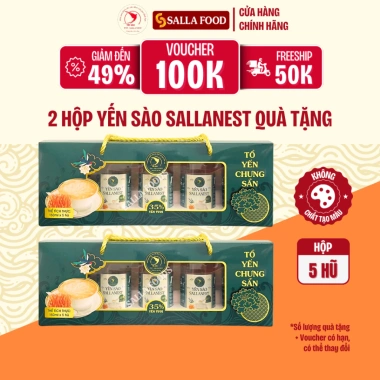 Combo 2 hộp quà Tết Yến sào SALLANEST 35% vị Đông Trùng - 5 hũ 150ml, giá ưu đãi 289.000₫