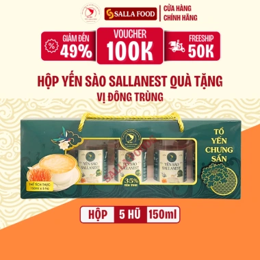 Combo 2 hộp quà Tết Yến sào SALLANEST 35% vị Đông Trùng - 5 hũ 150ml, giá ưu đãi 289.000₫ 2