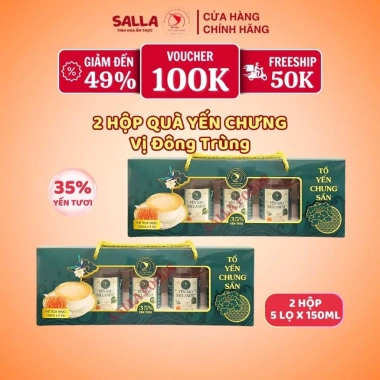 Combo 2 hộp quà Tết Yến sào SALLANEST 35% vị Đông Trùng - 5 hũ 150ml, giá ưu đãi 289.000₫ 3