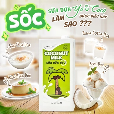 Combo 2 hộp Sữa Dừa Tươi YOUCOCO 1L - Pha Cà Phê, Trà Sữa, Mứt Trái Cây, Giá 155.000₫