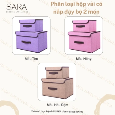 Combo 2 hộp vải đựng quần áo nắp đậy đa màu - Giá chỉ 64.000 VND, giảm mạnh