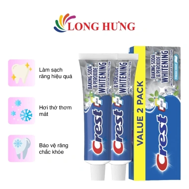 Combo 2 hũ Crest Plus Baking Soda Peroxide Whitening 161g - Giảm giá, làm trắng răng nhanh