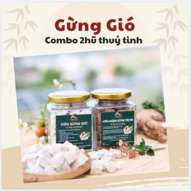 Combo 2 hũ thủy tinh Viên Ngậm Gừng, Viên Gừng & Trà Gừng Gió Nhà Chạm Vị Tây Nguyên Giảm Giá 129k