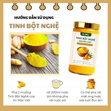 Combo 2 Hũ Tinh Bột Nghệ Nguyên Chất 100% An Mộc Việt 500g giảm giá 22% tăng sức đề kháng