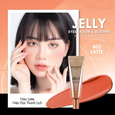 Combo 2 Kem má hồng & Phấn mắt BROWIT Jelly Eyeshadow và Blusher 10g Màu Apricot 01 & Latte 03 Giá chỉ 238.000₫
