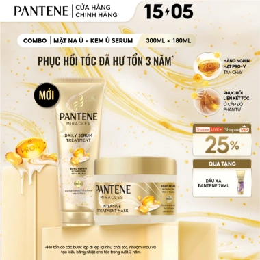 Combo 2 Kem Ủ Tóc Serum & Mặt Nạ Pantene Miracles - Phục hồi liên kết tóc, giá chỉ 263.000đ