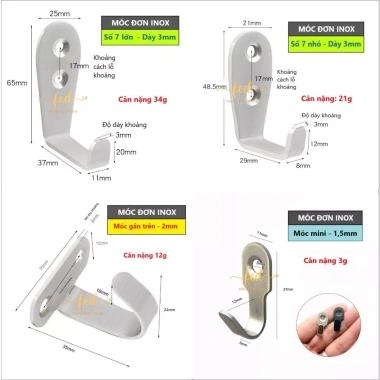 Combo 2 móc inox treo đồ đa năng gắn tường chắc chắn - Bắt vít, chỉ 11.000₫ 4
