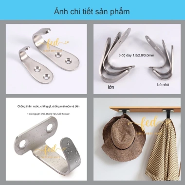 Combo 2 móc inox treo đồ đa năng gắn tường chắc chắn - Bắt vít, chỉ 11.000₫ 6