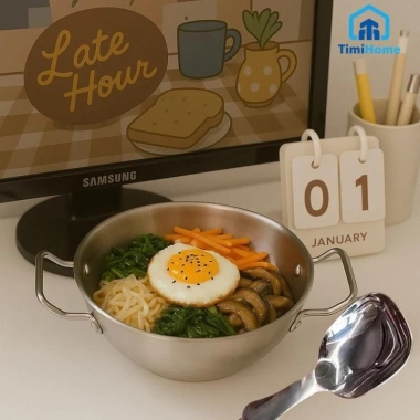Combo 2 Nồi Mini Inox Nấu Mì và Ăn - Phong Cách Hàn Quốc, Quai Chống Nóng, Giá 29.500 VND 2