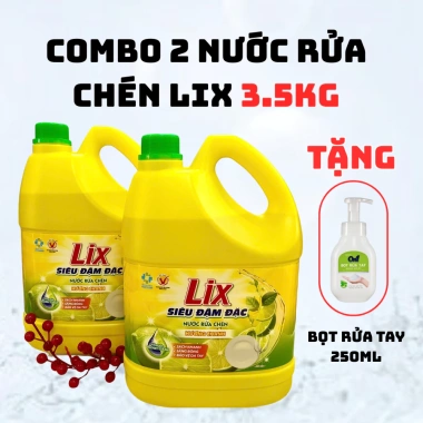 Combo 2 Nước rửa chén LIX 3.5kg Chanh - Trà xanh kèm Bọt rửa tay On1 250ml, công thức sạch bọt mạnh, giá ưu đãi 160,200₫, tiết kiệm ngay 4
