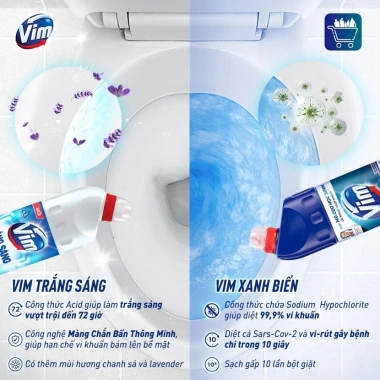 Combo 2 Nước Tẩy Bồn Cầu & Nhà Vệ Sinh Vim - Diệt 99,9% Vi Khuẩn, 78.000₫