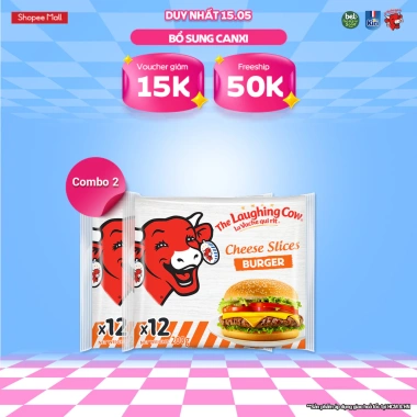 Combo 2 Phô Mai Lát Con Bò Cười Burger 200g x 32 - Giá 130.284 VND, giảm 22% Combo 2 Phô Mai Lát Con Bò Cười Burger 200g x 32 - Giá 130.284 VND, giảm 22%