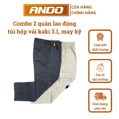 Combo 2 quần bảo hộ lao động - Quần túi hộp vải kaki 3/1, an toàn, bền bỉ, giảm giá 200.155 VND