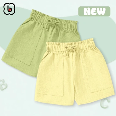 Combo 2 Quần đùi bé gái BabyloveGO - Vải đũi mềm, cạp chun giãn, túi, 99.000đ 2