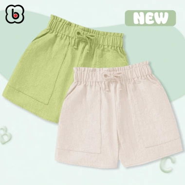 Combo 2 Quần đùi bé gái BabyloveGO - Vải đũi mềm, cạp chun giãn, túi, 99.000đ 3