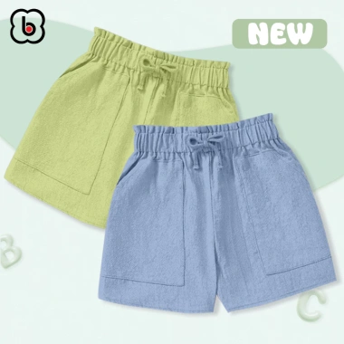 Combo 2 Quần đùi bé gái BabyloveGO - Vải đũi mềm, cạp chun giãn, túi, 99.000đ 4