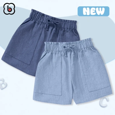 Combo 2 Quần đùi bé gái BabyloveGO - Vải đũi mềm, cạp chun giãn, túi, 99.000đ 5