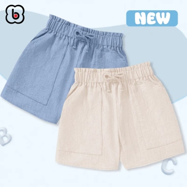 Combo 2 Quần đùi bé gái BabyloveGO - Vải đũi mềm, cạp chun giãn, túi, 99.000đ 7
