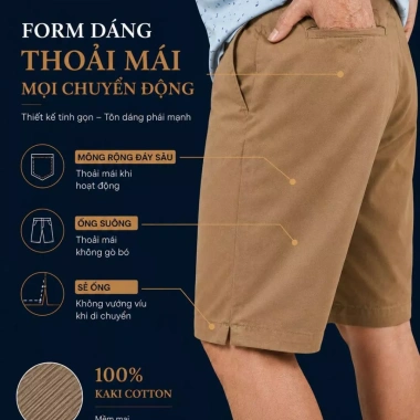 Combo 2 quần short kaki nam THÁI KHANG cotton dày mềm thoáng mát giá 235.800₫ 3