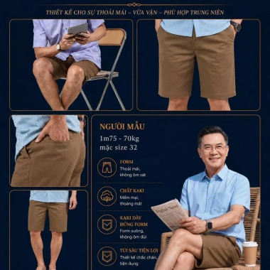 Combo 2 quần short kaki nam THÁI KHANG cotton dày mềm thoáng mát giá 235.800₫ 5