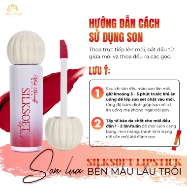 Combo 2 sản phẩm Son Kem Lụa Lì Silksoft 5g + Son Dưỡng Hồng Môi Lựu Đỏ 10g Midi Beauty - Kèm quà, giảm giá 115k