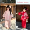 Combo 2 set áo dài cách tân vải lụa thêu hoa và voan cho bé gái Tết, Nhận sau Tết