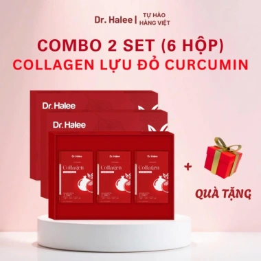 Combo 2 Set Collagen Lựu Đỏ Curcumin Dr.Halee 6 Hộp - Da Căng Mướt, Trắng Hồng, Giá Ưu Đãi 1.6 Triệu