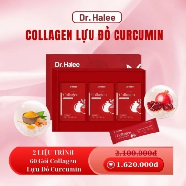 Combo 2 Set Collagen Lựu Đỏ Curcumin Dr.Halee 6 Hộp - Da Căng Mướt, Trắng Hồng, Giá Ưu Đãi 1.6 Triệu