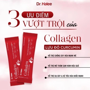Combo 2 Set Collagen Lựu Đỏ Curcumin Dr.Halee 6 Hộp - Da Căng Mướt, Trắng Hồng, Giá Ưu Đãi 1.6 Triệu