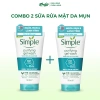 Combo 2 sữa rửa mặt Simple da dầu mụn - làm sạch dầu nhờn, dưỡng ẩm, da mềm mịn