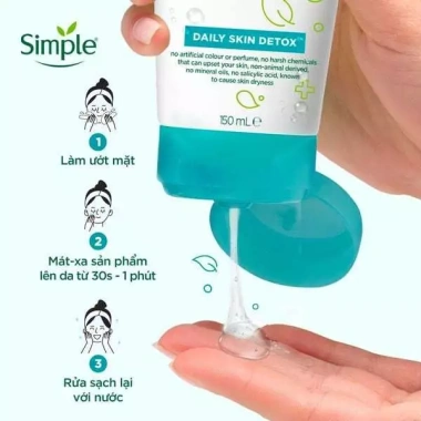 Combo 2 sữa rửa mặt Simple da dầu mụn - làm sạch dầu nhờn, dưỡng ẩm, da mềm mịn