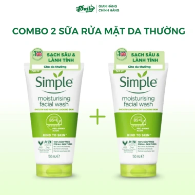 Combo 2 sữa rửa mặt Simple da dầu mụn - làm sạch dầu nhờn, dưỡng ẩm, da mềm mịn 10 Combo 2 sữa rửa mặt Simple da dầu mụn - làm sạch dầu nhờn, dưỡng ẩm, da mềm mịn 10