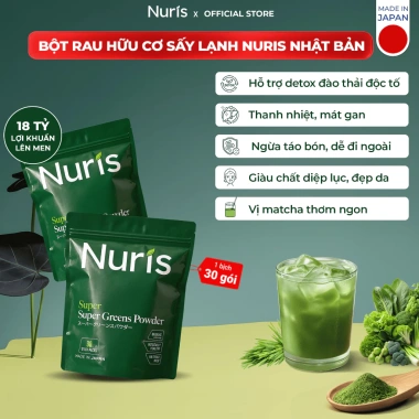 Combo 2 tặng 1 quà Bột rau củ sấy lạnh Nuris Nhật Bản Detox ngừa táo bón da đẹp