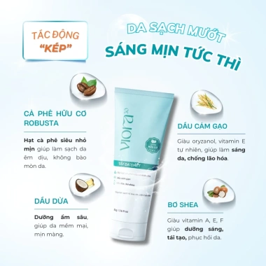 Combo 2 tặng 1 Tẩy da chết Cà phê Viora 30 - 2in1 Da sạch mướt, sáng mịn ngay 5