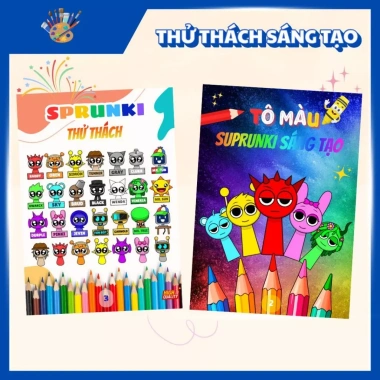 Combo 2 Tập Tranh Tô Màu Incredibox Sprunki Thử Thách Sáng Tạo Bé, Giá 74.400₫