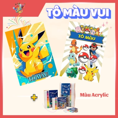 Combo 2 Tập Tranh Tô Màu Pokemon & Pikachu - Đồ Chơi Thủ Công Bé, 76.800₫