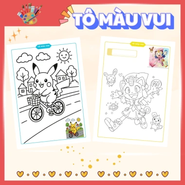 Combo 2 Tập Tranh Tô Màu Pokemon & Pikachu - Đồ Chơi Thủ Công Bé, 76.800₫