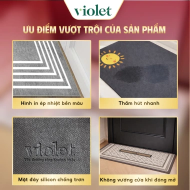 Combo 2 Thảm Bếp Silicon Violet Hoa Lá - Chống Nhiệt, Chống Trầy Xước, Dễ Vệ Sinh, Giá 227.960₫