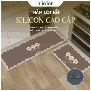 Combo 2 Thảm Bếp Silicon Violet Hoa Lá - Chống Nhiệt, Chống Trầy Xước, Dễ Vệ Sinh, Giá 227.960₫