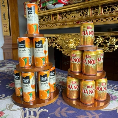 Combo 2 Tháp Bày Bia Nước Ngọt và Tháp 3 Tầng Trưng Bày Tết, Phủ Bóng Đẹp, Giá 30.000đ