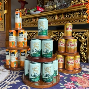 Combo 2 Tháp Bày Bia Nước Ngọt và Tháp 3 Tầng Trưng Bày Tết, Phủ Bóng Đẹp, Giá 30.000đ