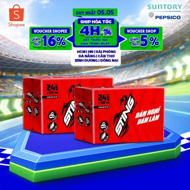 Combo 2 Thùng 24 Lon Sting Dâu 320ml - Giảm Sốc 3.3, Giá 476k