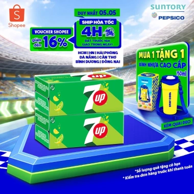 Combo 2 Thùng Nước Ngọt 7Up 320ml Lon - Giá chỉ 459k - Sale 3.3