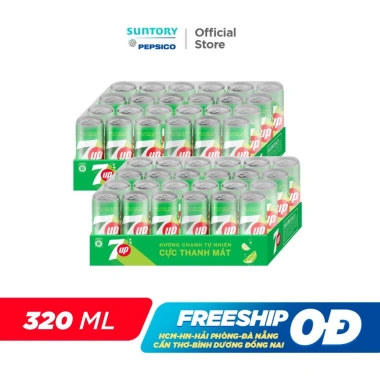 Combo 2 Thùng Nước Ngọt 7Up 320ml Lon - Giá chỉ 459k - Sale 3.3